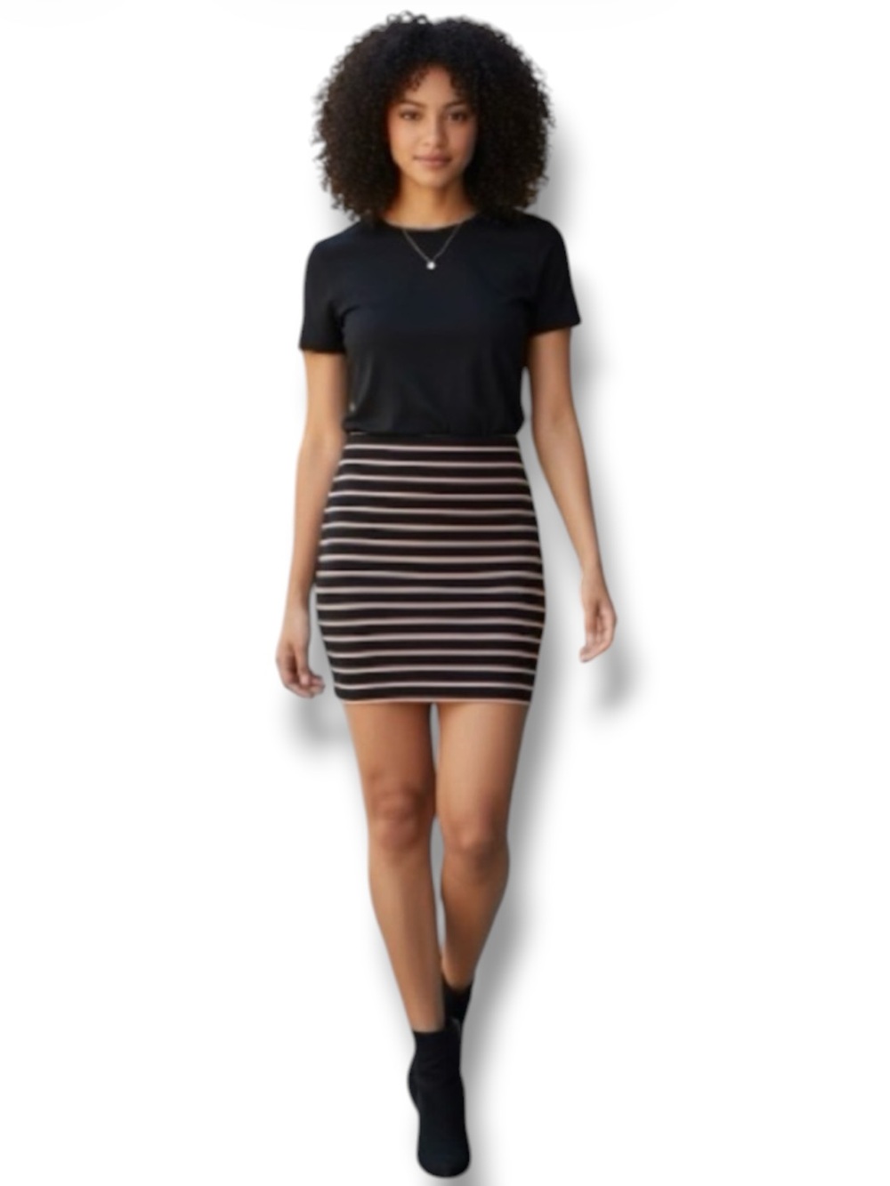 Forever 21 Y2K Skirt Cute Rose Charcoal Striped Bodycon Pencil Mini Size M 🍭